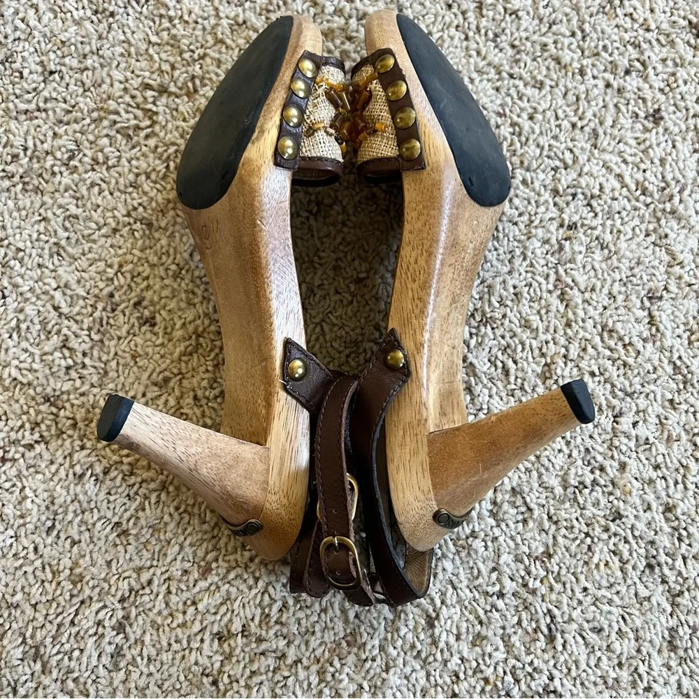 MICHAEL KORS Embellished Wood Heel Sandals - Picture 9 of 10
